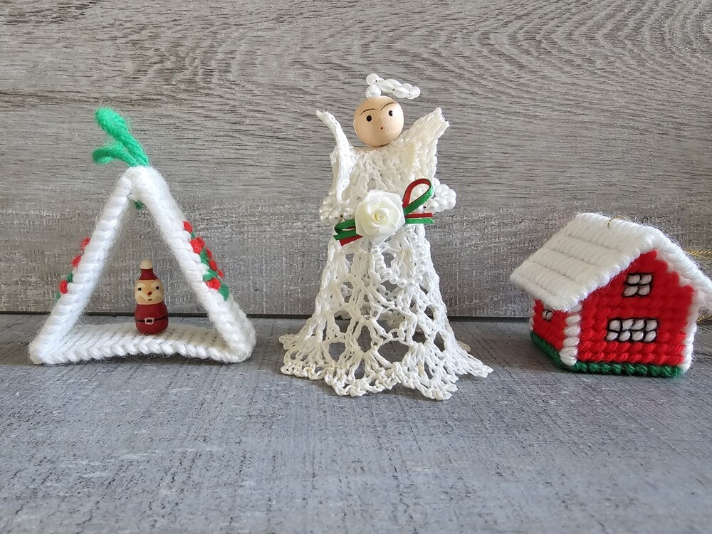 Vintage Santa Claus House Angel Christmas Tree Ornaments Handcrafted 235a